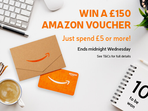 Win a £150 Amazon Voucher! Just spend £5 or more. Ends midnight Wednesday. 10 to be won.
