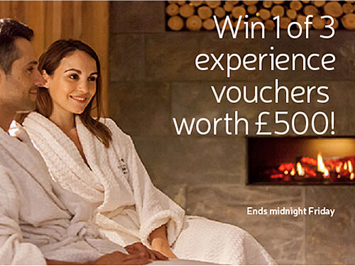 Win 1 of 3 experience vouchers worth £500! Ends midnight Friday.