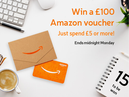 Win a £100 Amazon Voucher! Just spend £5 or more. Ends midnight Monday! 15 to be won.